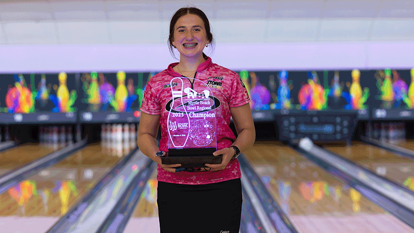 Maranda Pattison after winning the 2025 PWBA Myrtle Beach Regional