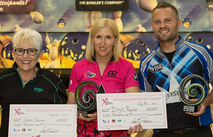 Birgit Poppler and Jason Sterner win the 2017 PBA/PWBA Striking Against Breast Cancer Mixed Doubles