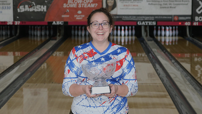 Glaser after winning the PWBA Rochester Regional