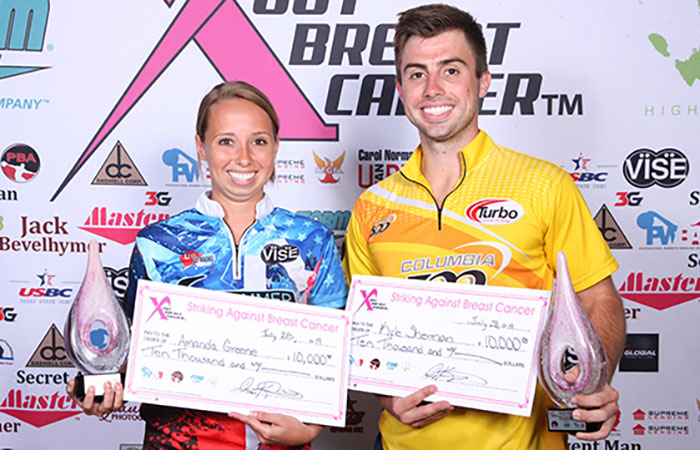 Amanda Greene and Kyle Sherman win the 2019 PBA/PWBA Striking Against Breast Cancer Mixed Doubles