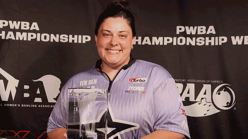 Jordan Snodgrass with her High Average Award trophy